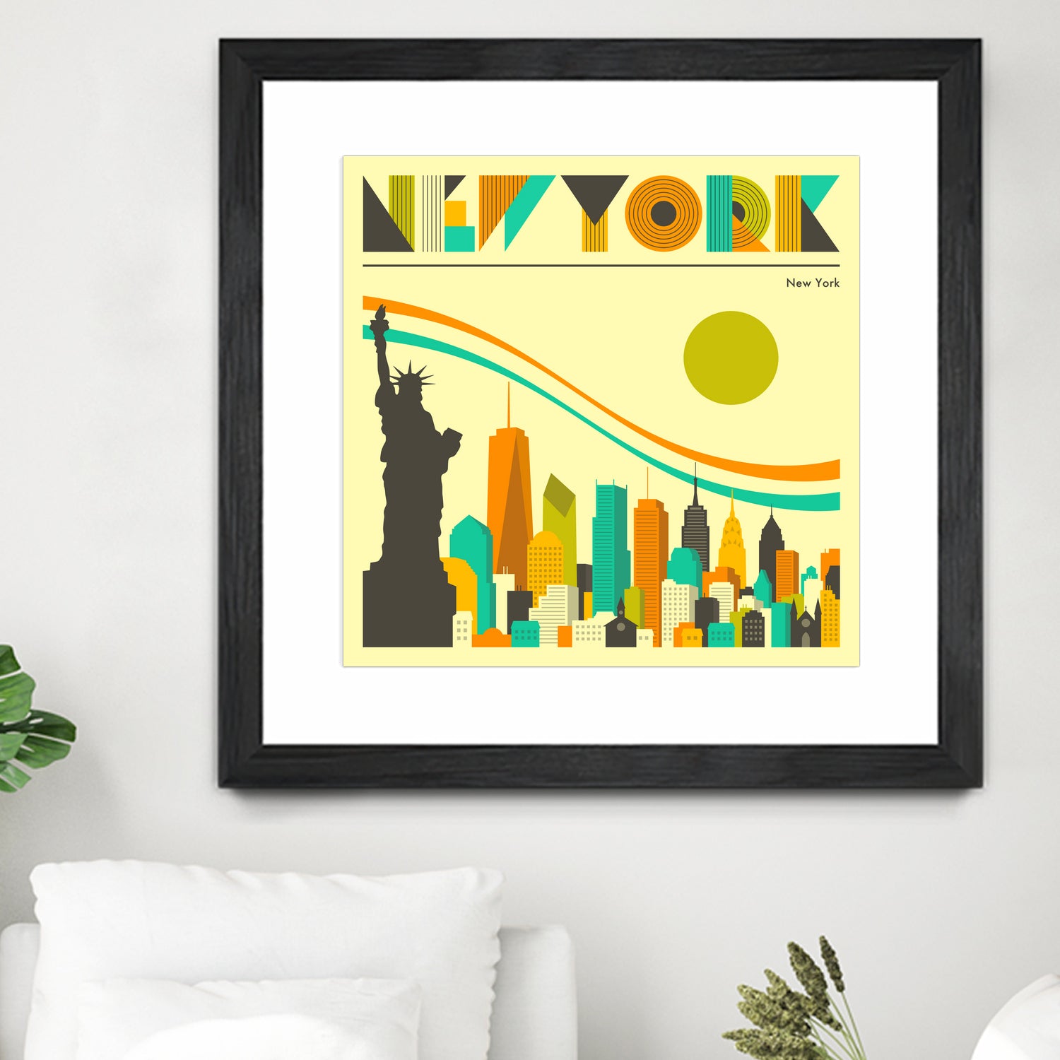 New York Skyline by Jazzberry Blue on GIANT ART - orange vector illustration