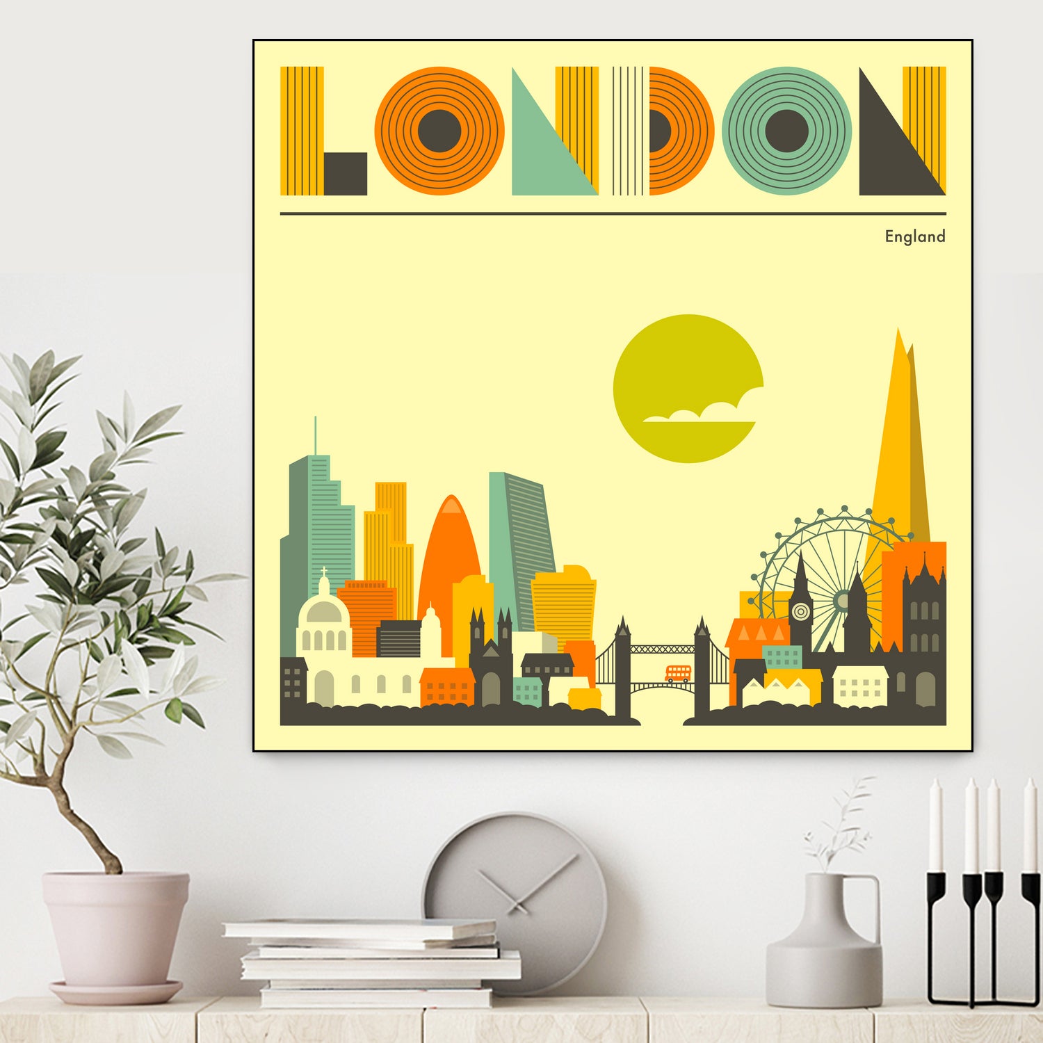 London Skyline by Jazzberry Blue on GIANT ART - yellow vector illustration