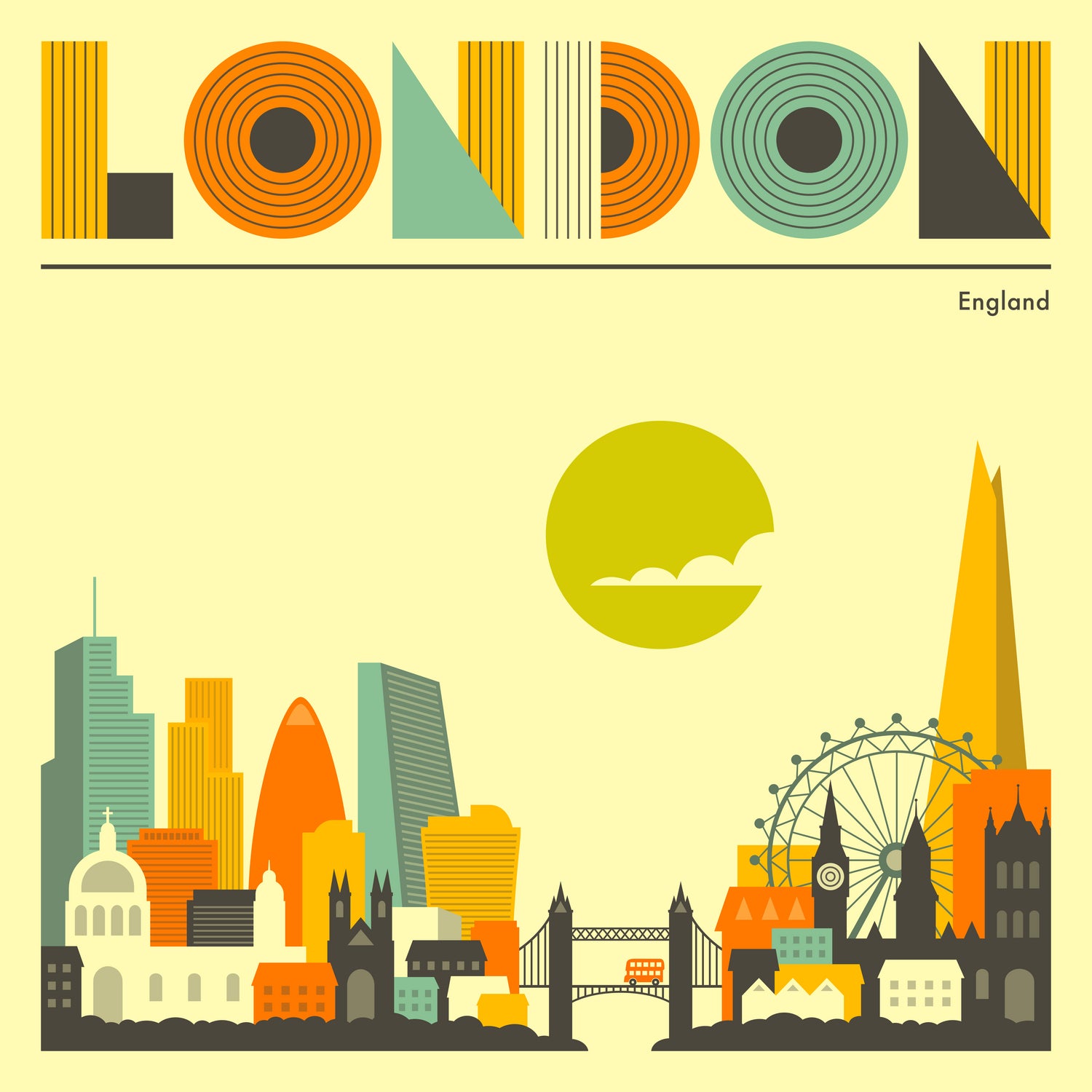 London Skyline by Jazzberry Blue on GIANT ART - yellow vector illustration