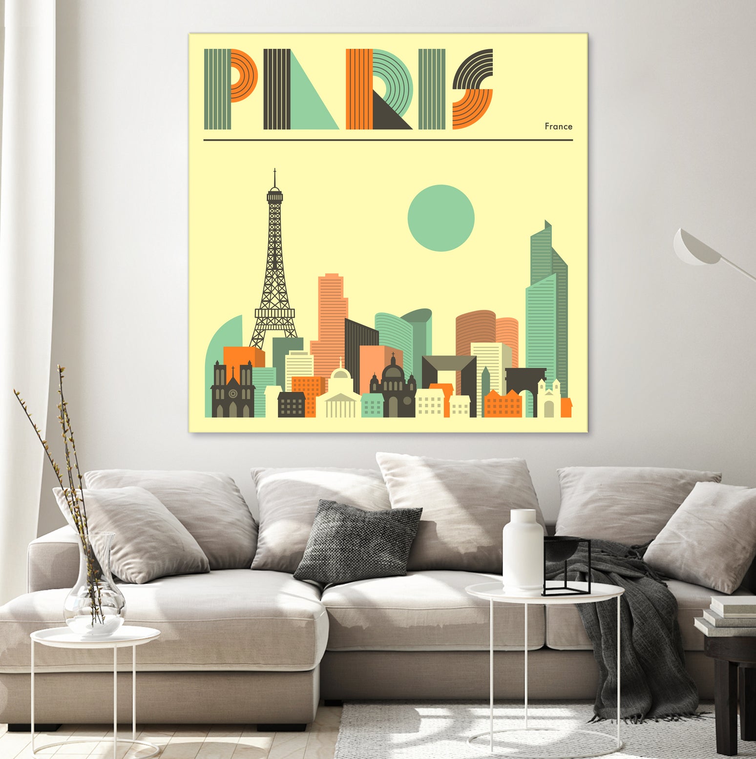 Paris Skyline by Jazzberry Blue on GIANT ART - pink vector illustration