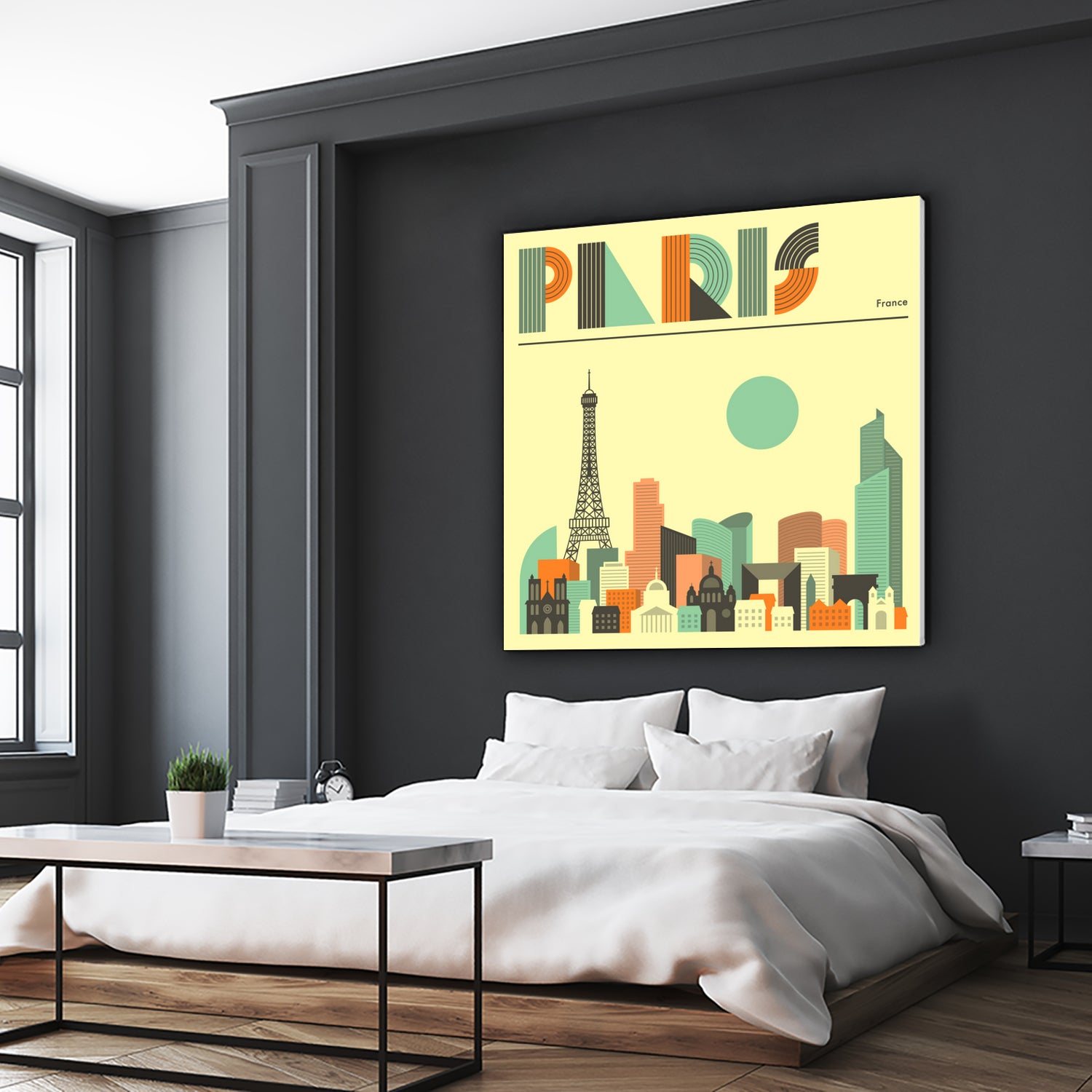 Paris Skyline by Jazzberry Blue on GIANT ART - pink vector illustration