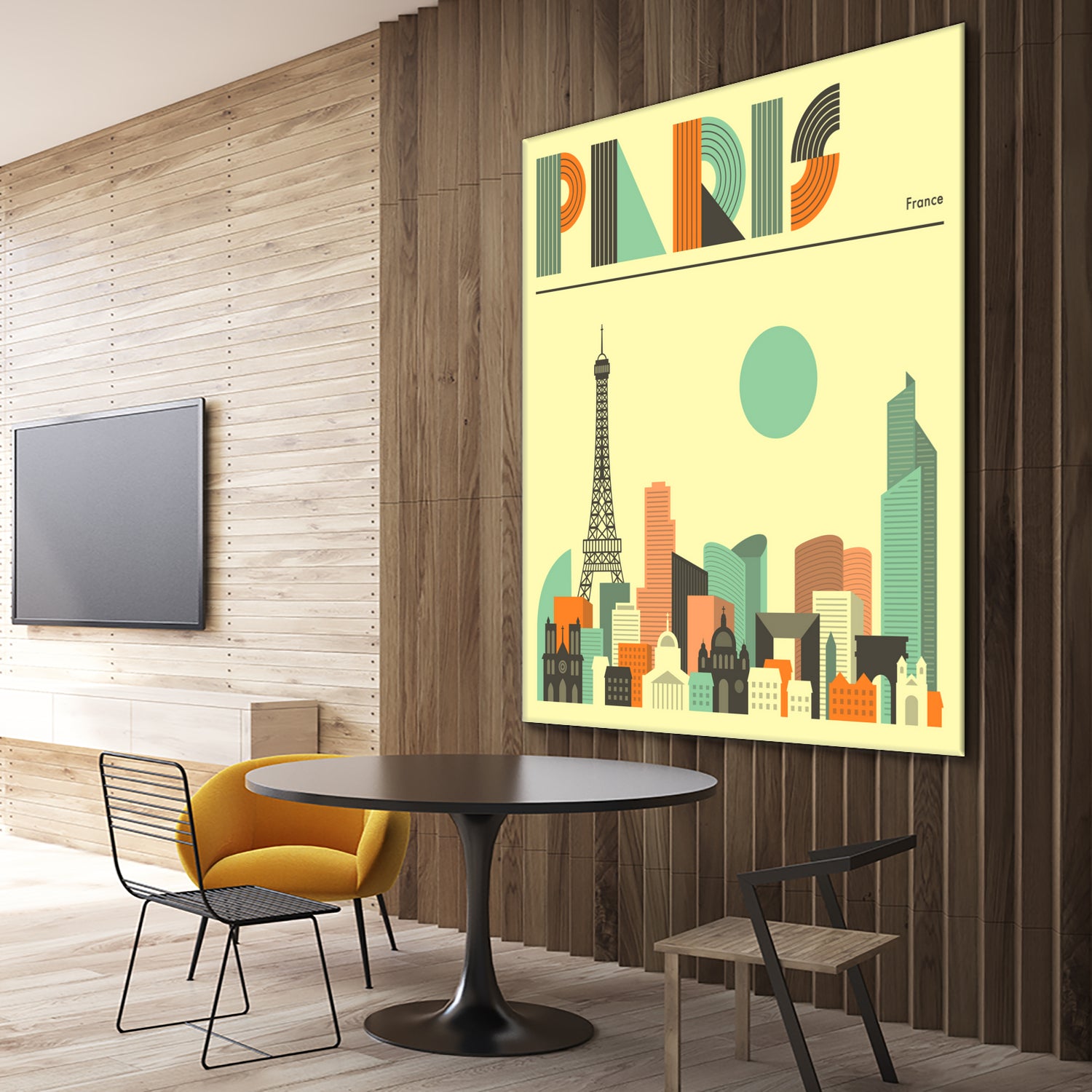 Paris Skyline by Jazzberry Blue on GIANT ART - pink vector illustration