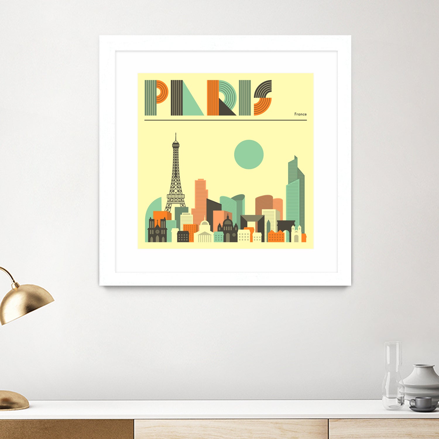 Paris Skyline by Jazzberry Blue on GIANT ART - pink vector illustration