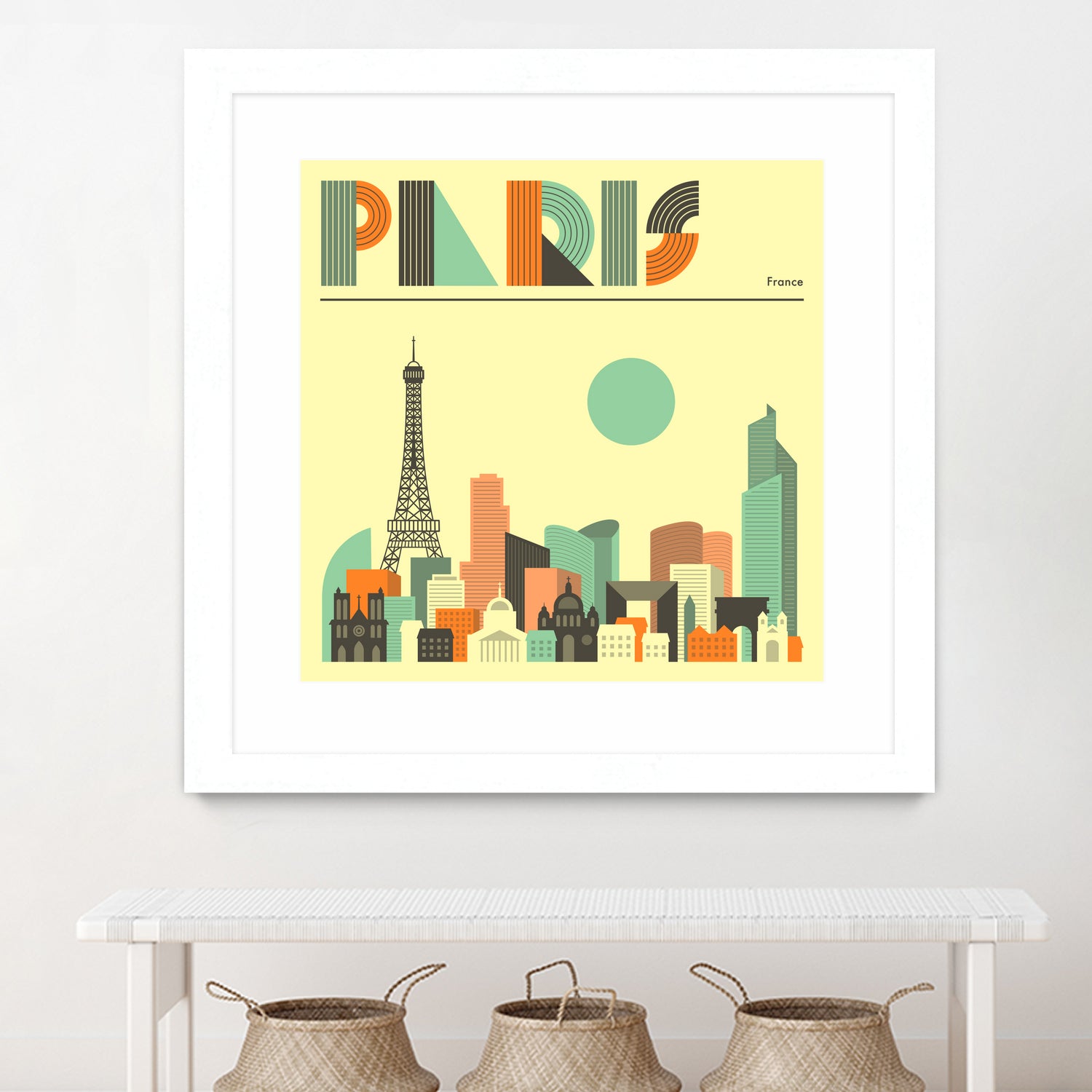 Paris Skyline by Jazzberry Blue on GIANT ART - pink vector illustration