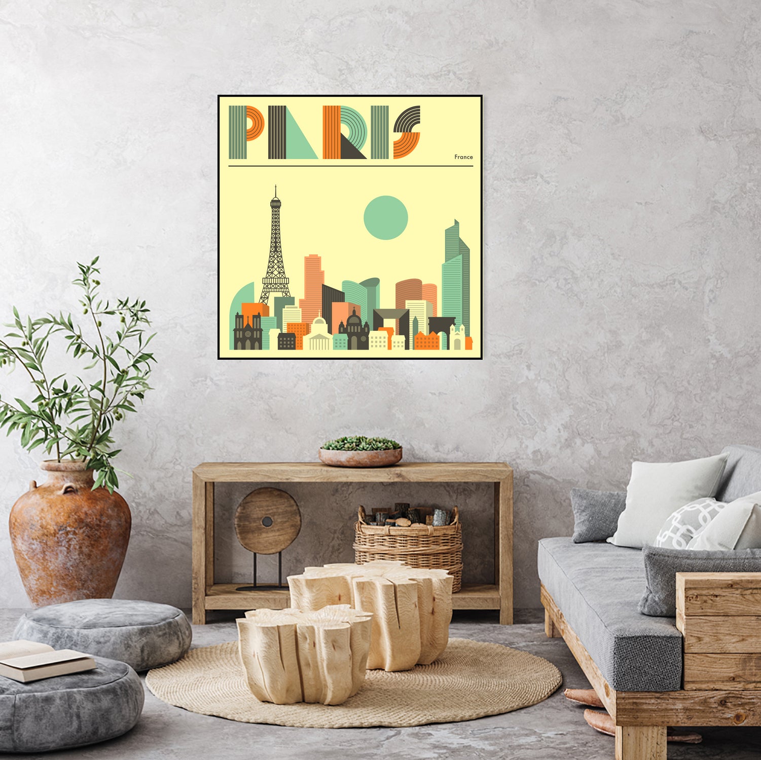 Paris Skyline by Jazzberry Blue on GIANT ART - pink vector illustration