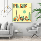 Paris Skyline by Jazzberry Blue on GIANT ART - pink vector illustration