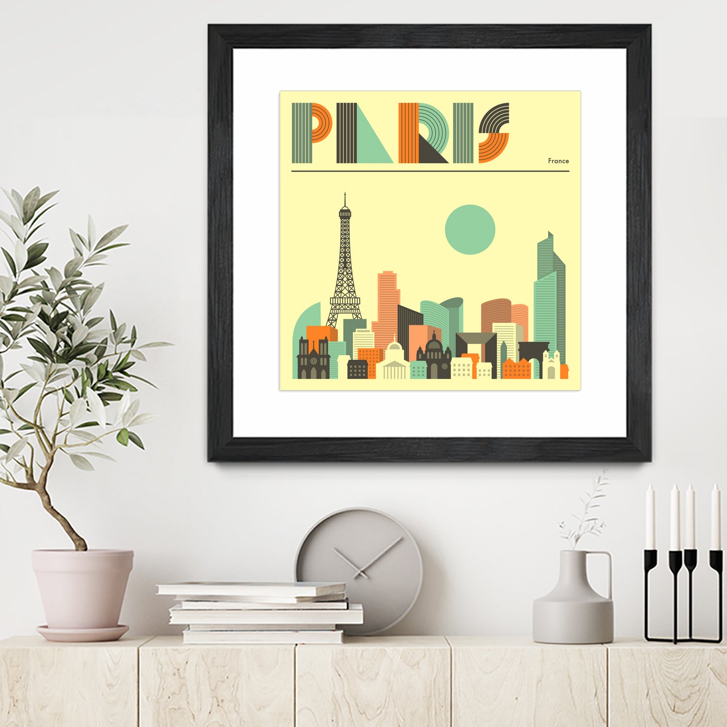 Paris Skyline by Jazzberry Blue on GIANT ART - pink vector illustration