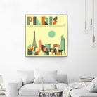 Paris Skyline by Jazzberry Blue on GIANT ART - pink vector illustration