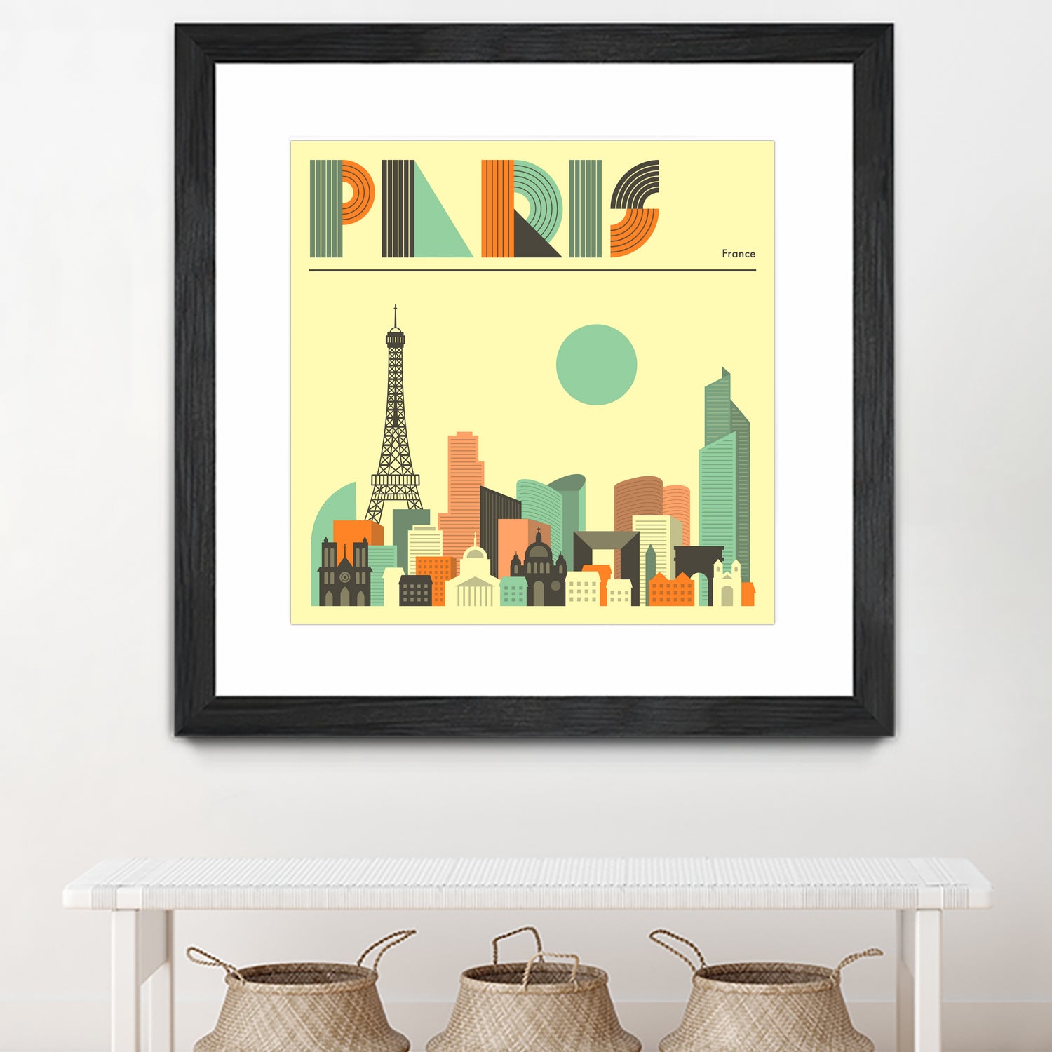 Paris Skyline by Jazzberry Blue on GIANT ART - pink vector illustration