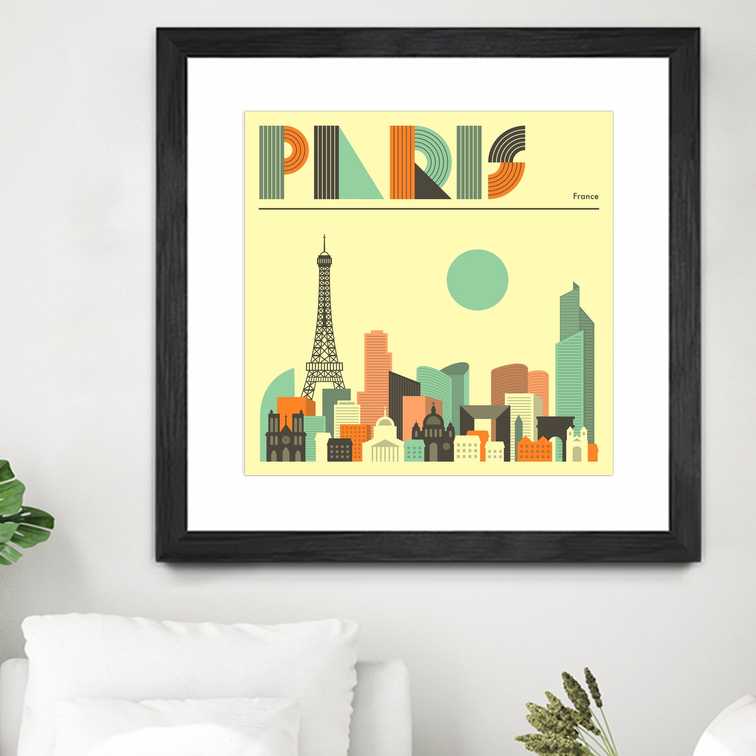 Paris Skyline by Jazzberry Blue on GIANT ART - pink vector illustration