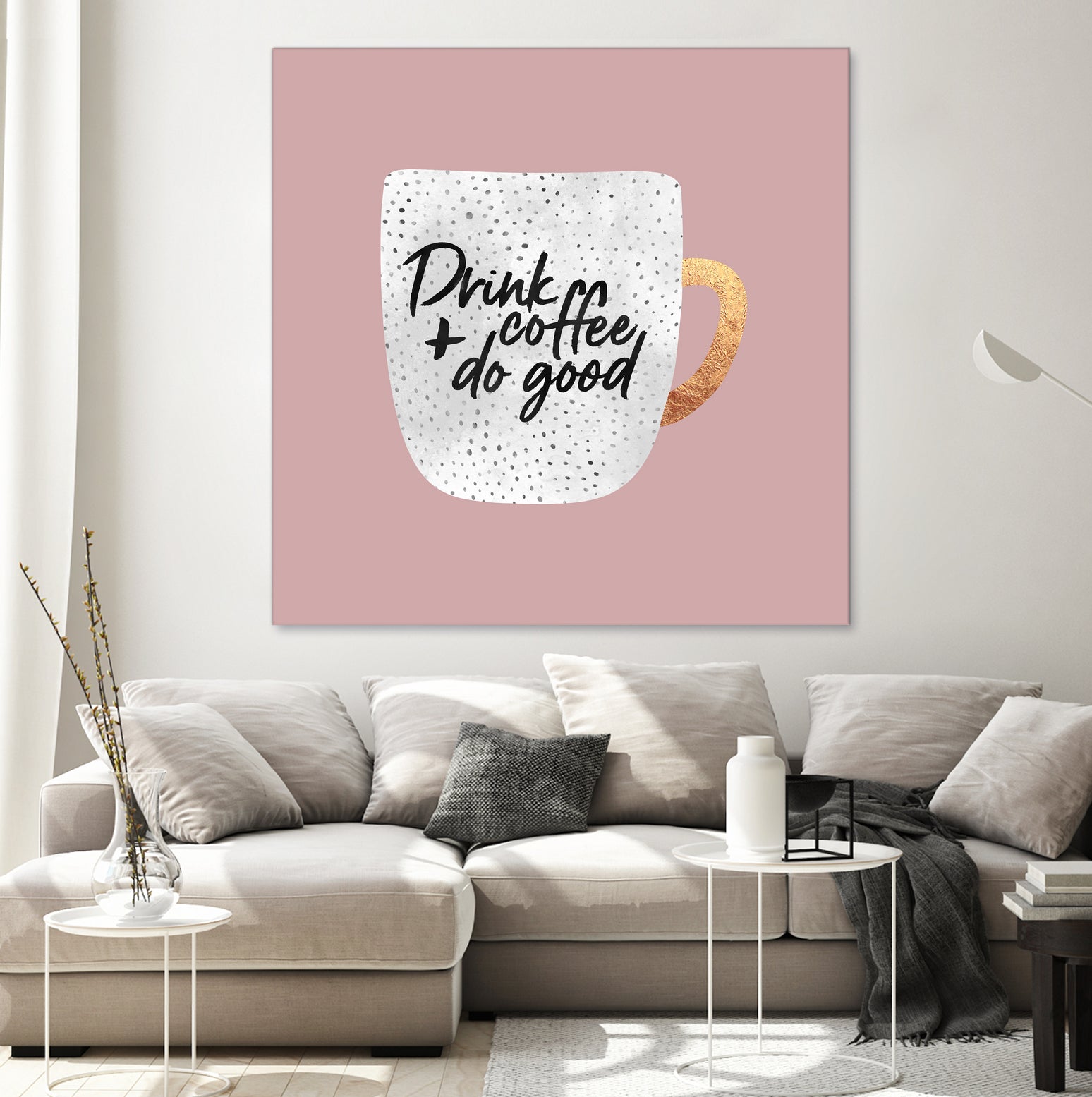 Drink coffee and do good 2 by Elisabeth Fredriksson on GIANT ART - pink digital painting