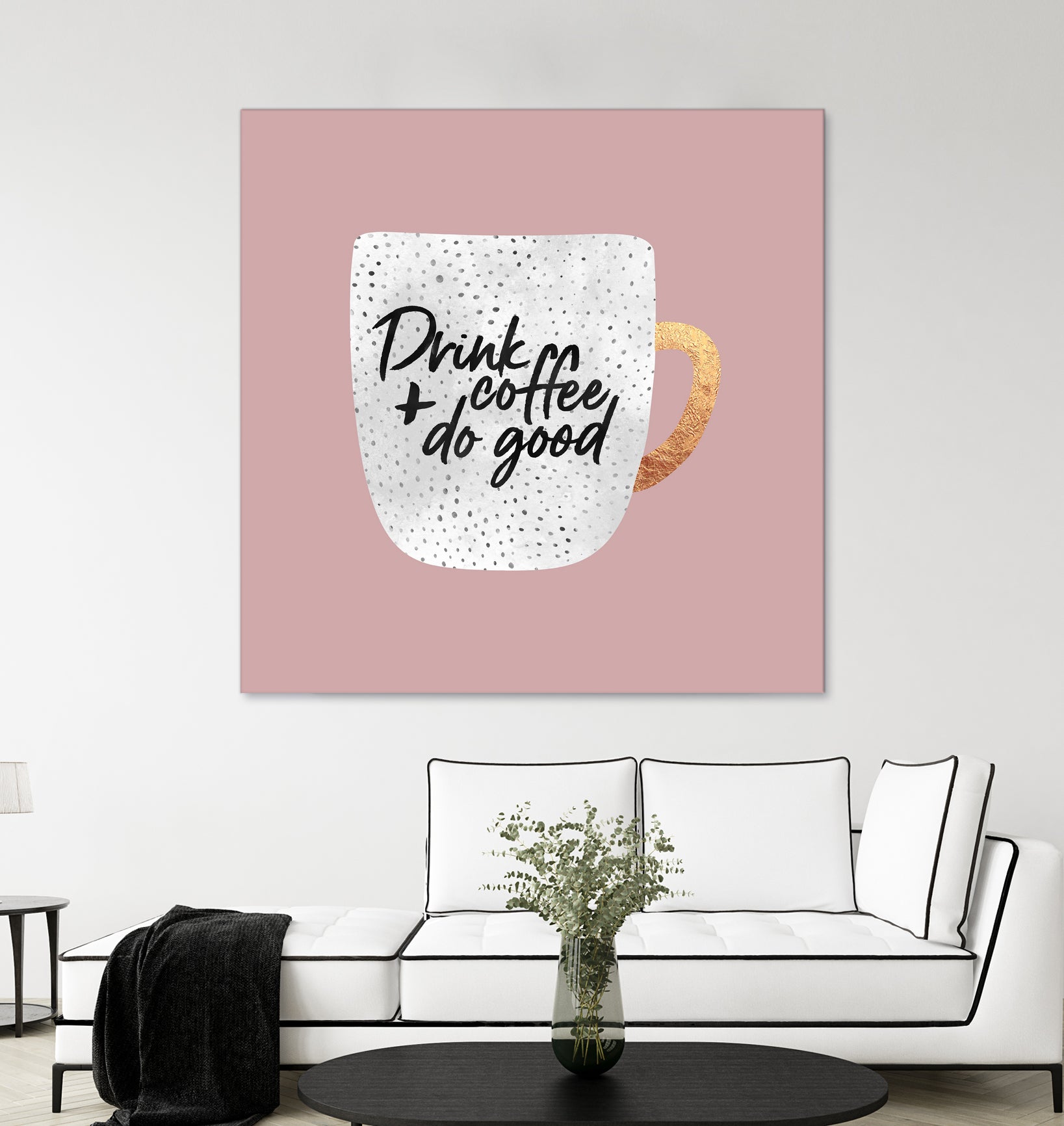 Drink coffee and do good 2 by Elisabeth Fredriksson on GIANT ART - pink digital painting