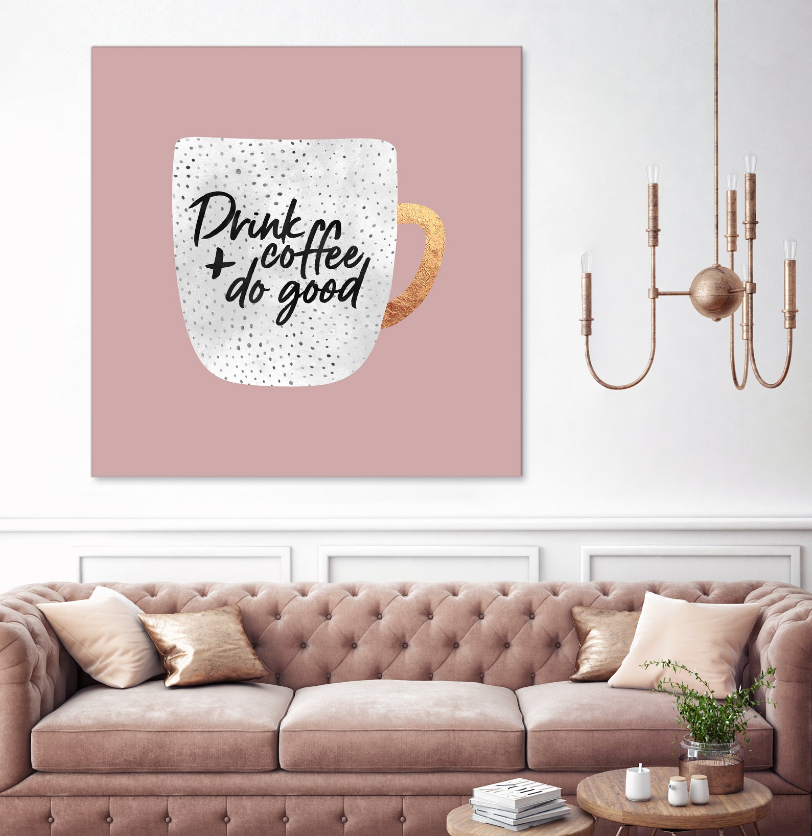 Drink coffee and do good 2 by Elisabeth Fredriksson on GIANT ART - pink digital painting