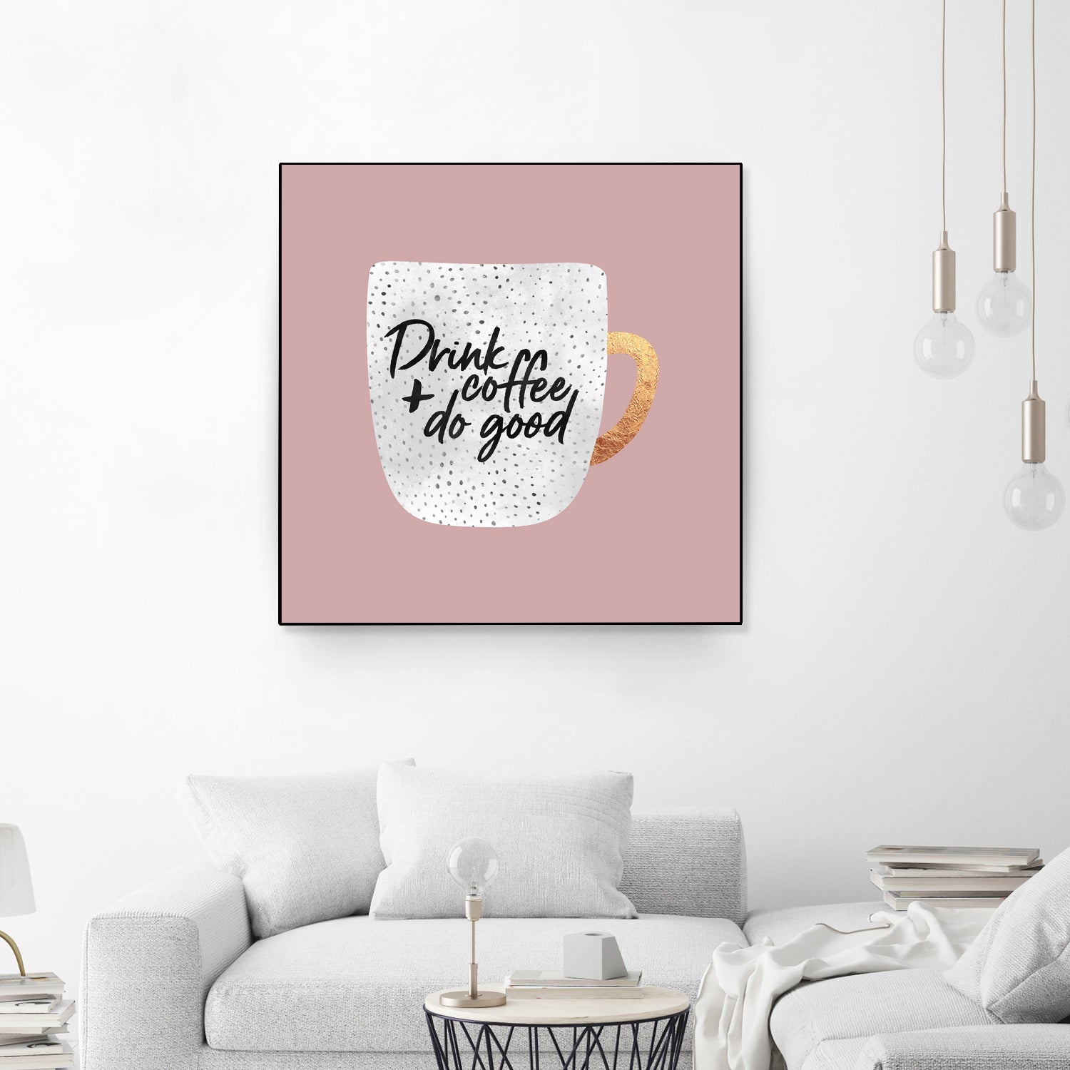 Drink coffee and do good 2 by Elisabeth Fredriksson on GIANT ART - pink digital painting