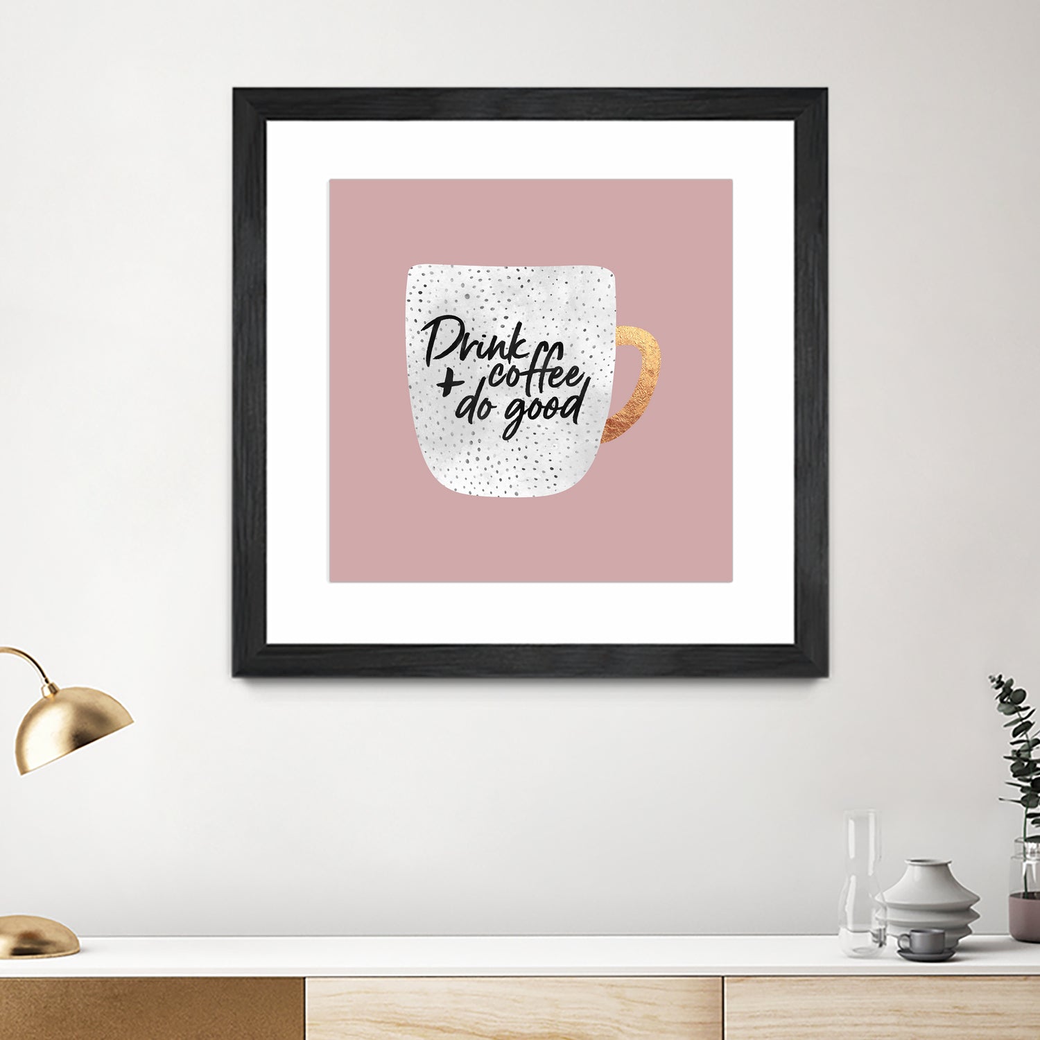 Drink coffee and do good 2 by Elisabeth Fredriksson on GIANT ART - pink digital painting