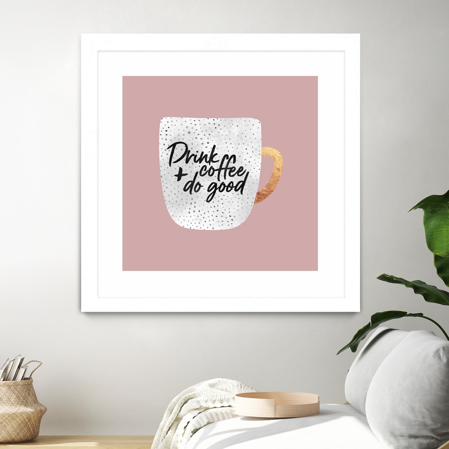 Drink coffee and do good 2 by Elisabeth Fredriksson on GIANT ART - pink digital painting