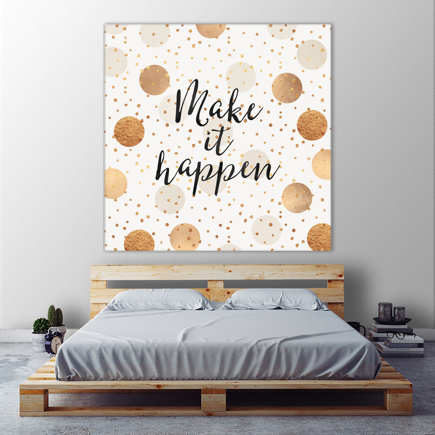 Make it happen - Gold Dots by Elisabeth Fredriksson on GIANT ART - yellow digital painting