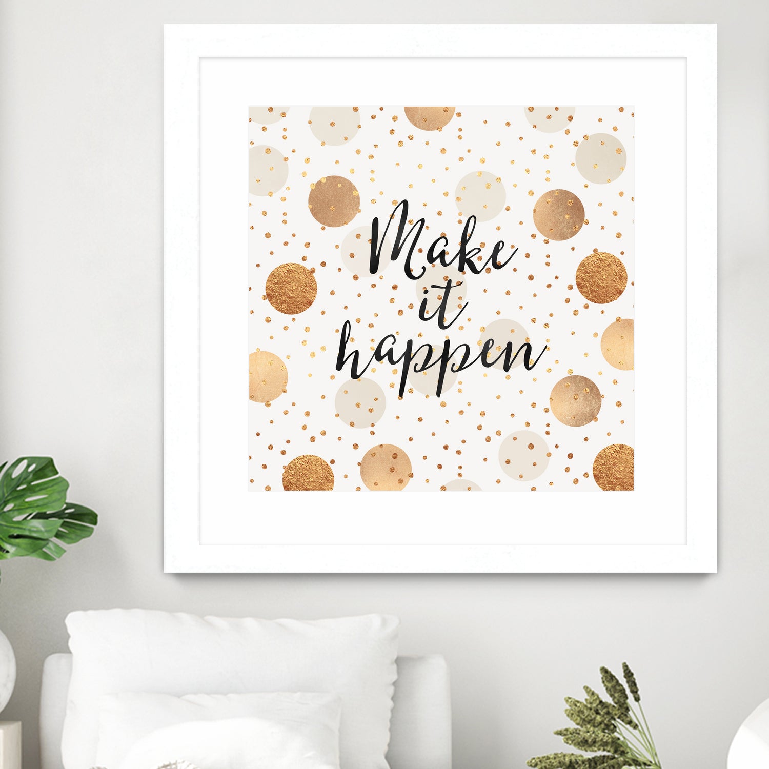 Make it happen - Gold Dots by Elisabeth Fredriksson on GIANT ART - yellow digital painting