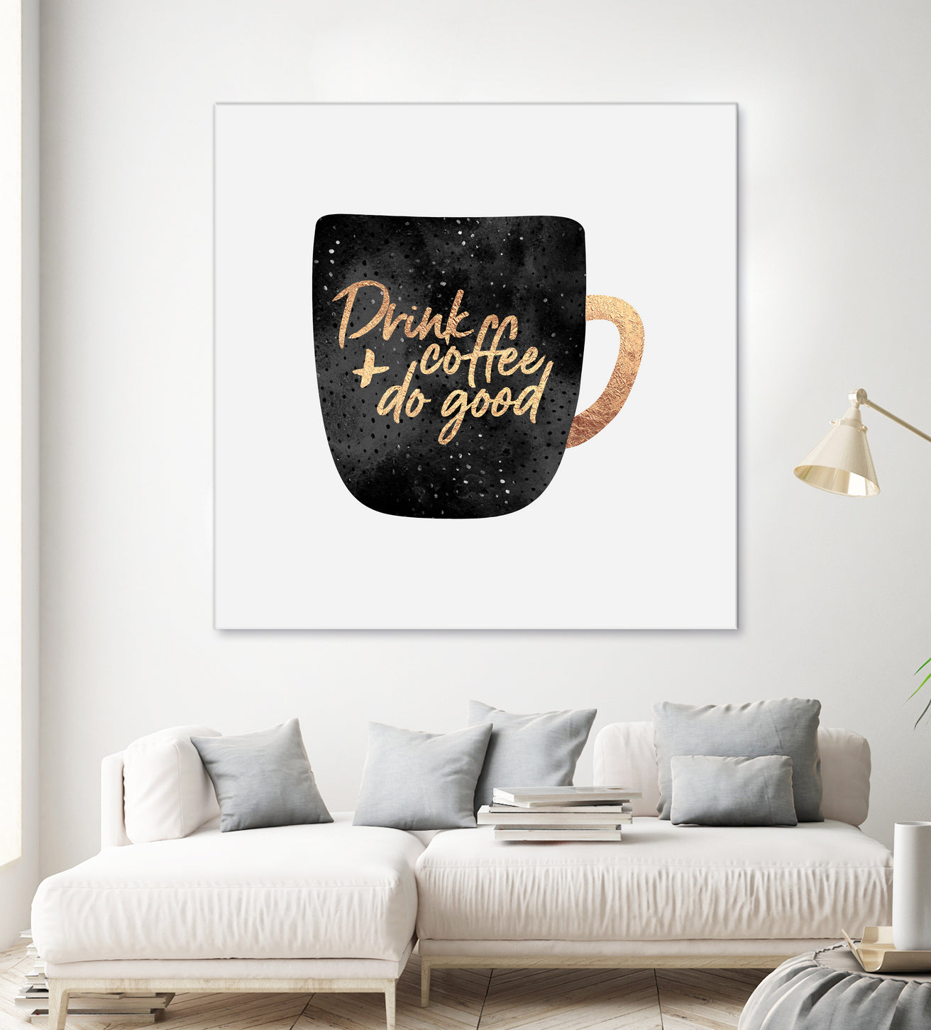 Drink Coffee And Do Good 1 by Elisabeth Fredriksson on GIANT ART - black digital painting