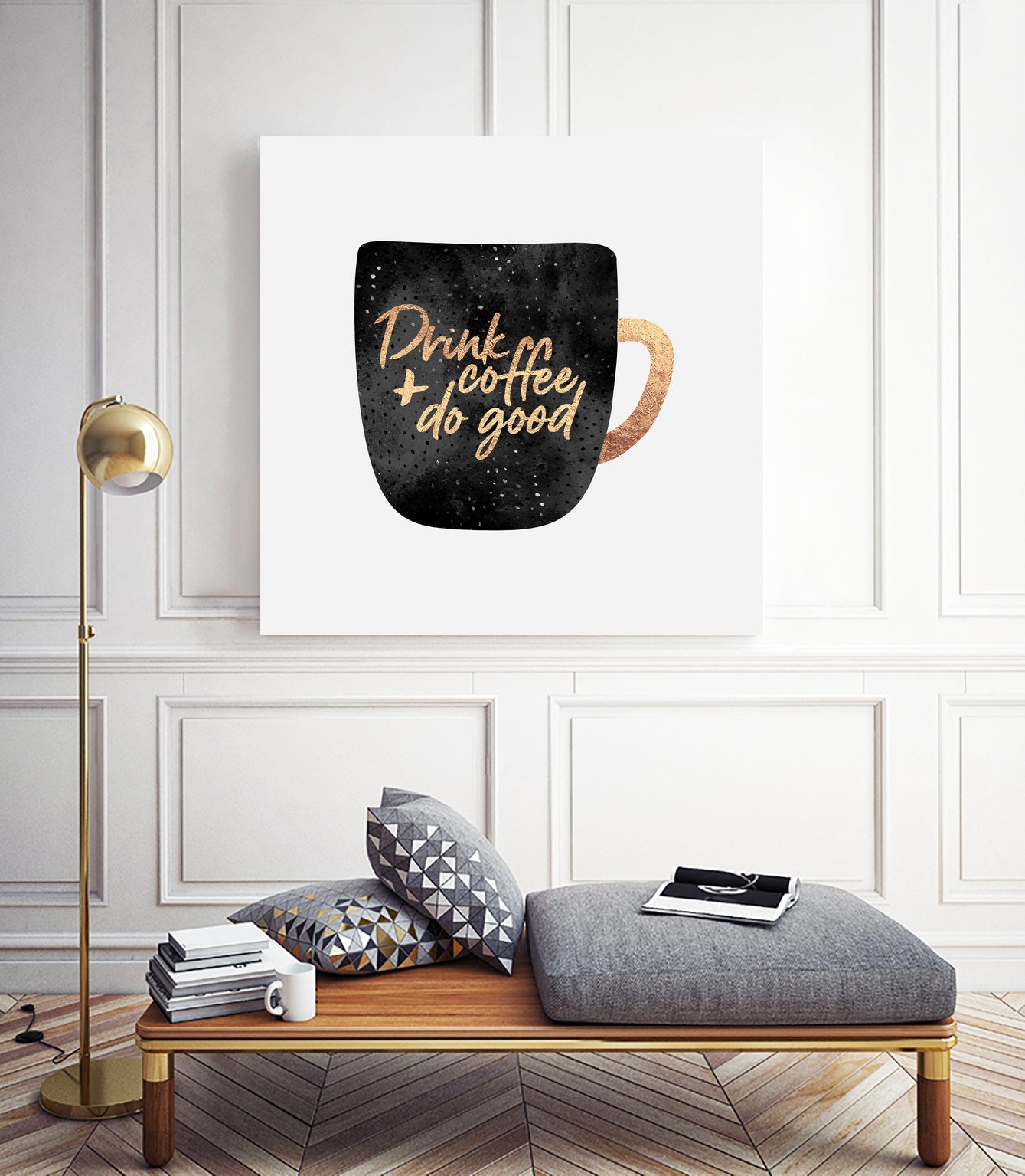 Drink Coffee And Do Good 1 by Elisabeth Fredriksson on GIANT ART - black digital painting