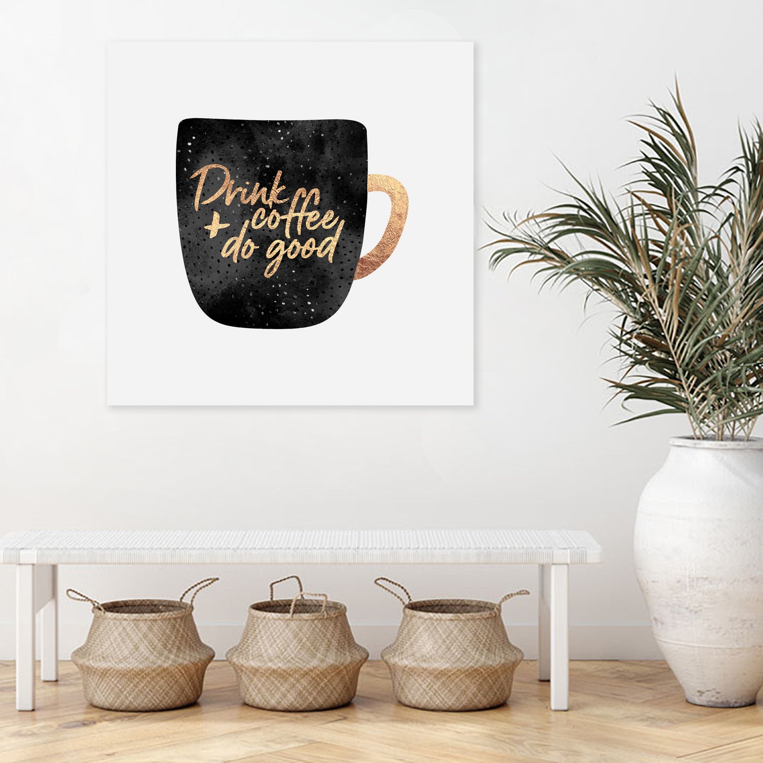 Drink Coffee And Do Good 1 by Elisabeth Fredriksson on GIANT ART - black digital painting