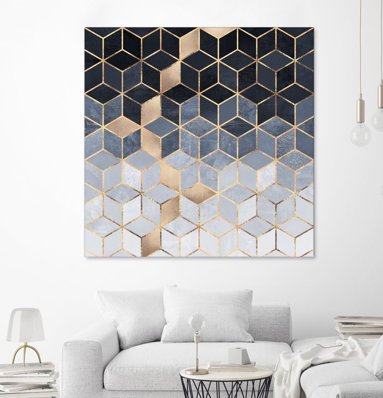 Soft Blue Gradient Cubes by Elisabeth Fredriksson on GIANT ART - blue digital painting