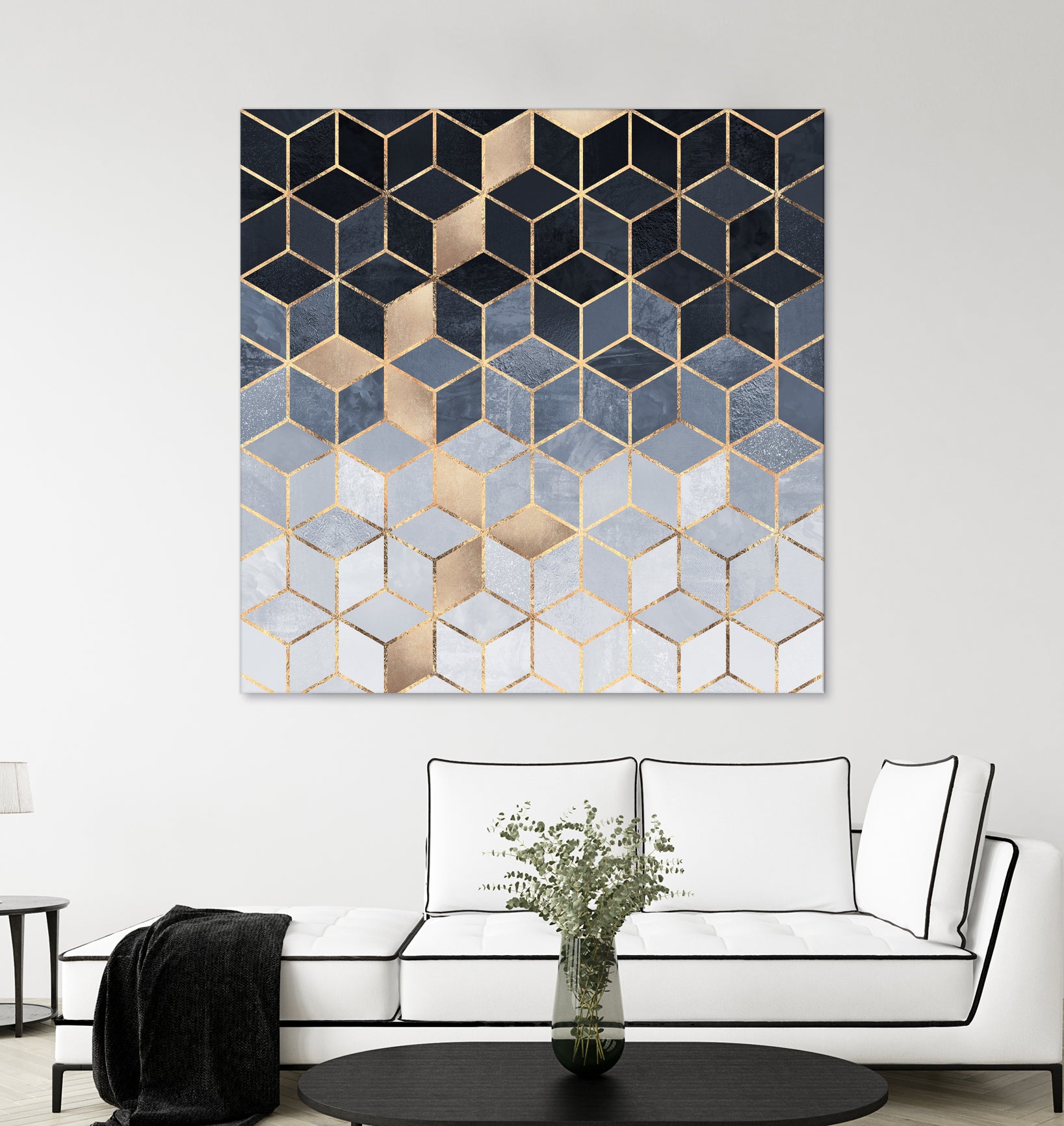 Soft Blue Gradient Cubes by Elisabeth Fredriksson on GIANT ART - blue digital painting