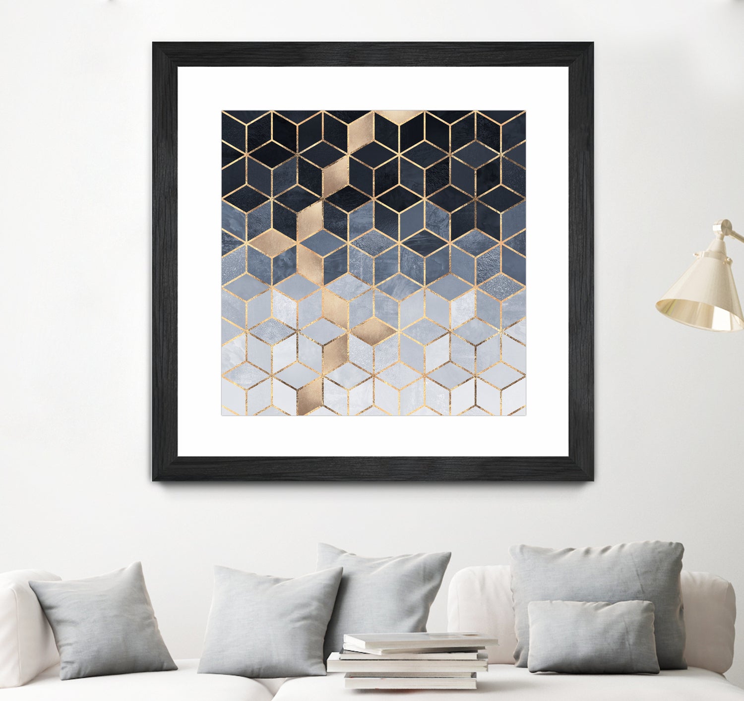 Soft Blue Gradient Cubes by Elisabeth Fredriksson on GIANT ART - blue digital painting