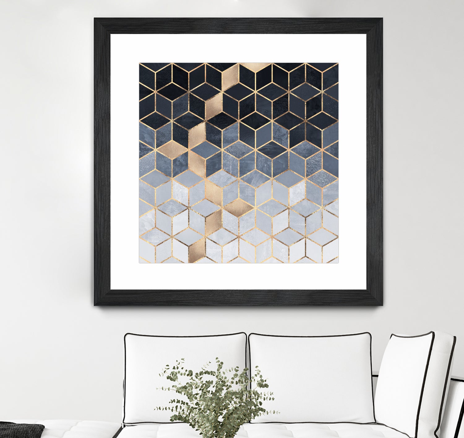 Soft Blue Gradient Cubes by Elisabeth Fredriksson on GIANT ART - blue digital painting