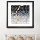 Soft Blue Gradient Cubes by Elisabeth Fredriksson on GIANT ART - blue digital painting