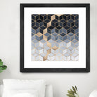 Soft Blue Gradient Cubes by Elisabeth Fredriksson on GIANT ART - blue digital painting