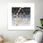 Soft Blue Gradient Cubes by Elisabeth Fredriksson on GIANT ART - blue digital painting