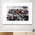 Marvel and DC Superheroes Lunch Atop A Skyscraper by Dan Avenell on GIANT ART - red digital painting