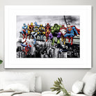 Marvel and DC Superheroes Lunch Atop A Skyscraper by Dan Avenell on GIANT ART - red digital painting