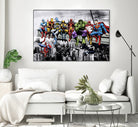 Marvel and DC Superheroes Lunch Atop A Skyscraper by Dan Avenell on GIANT ART - red digital painting