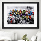 Marvel and DC Superheroes Lunch Atop A Skyscraper by Dan Avenell on GIANT ART - red digital painting