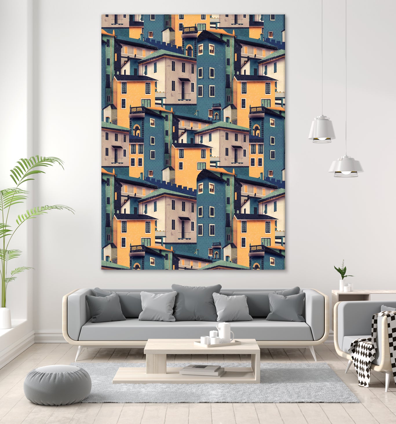 Night Castles (Pattern) by Romina Lutz on GIANT ART - yellow digital painting