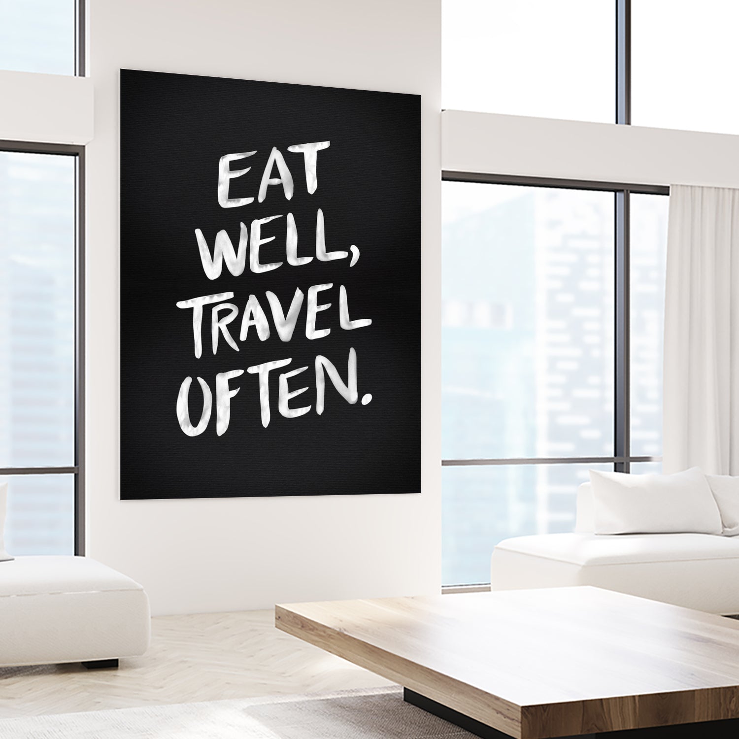 Eat Well, Travel Often (Black) by Cat Coquillette on GIANT ART - black typography