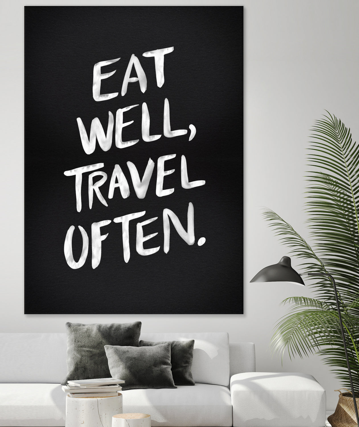 Eat Well, Travel Often (Black) by Cat Coquillette on GIANT ART - black typography