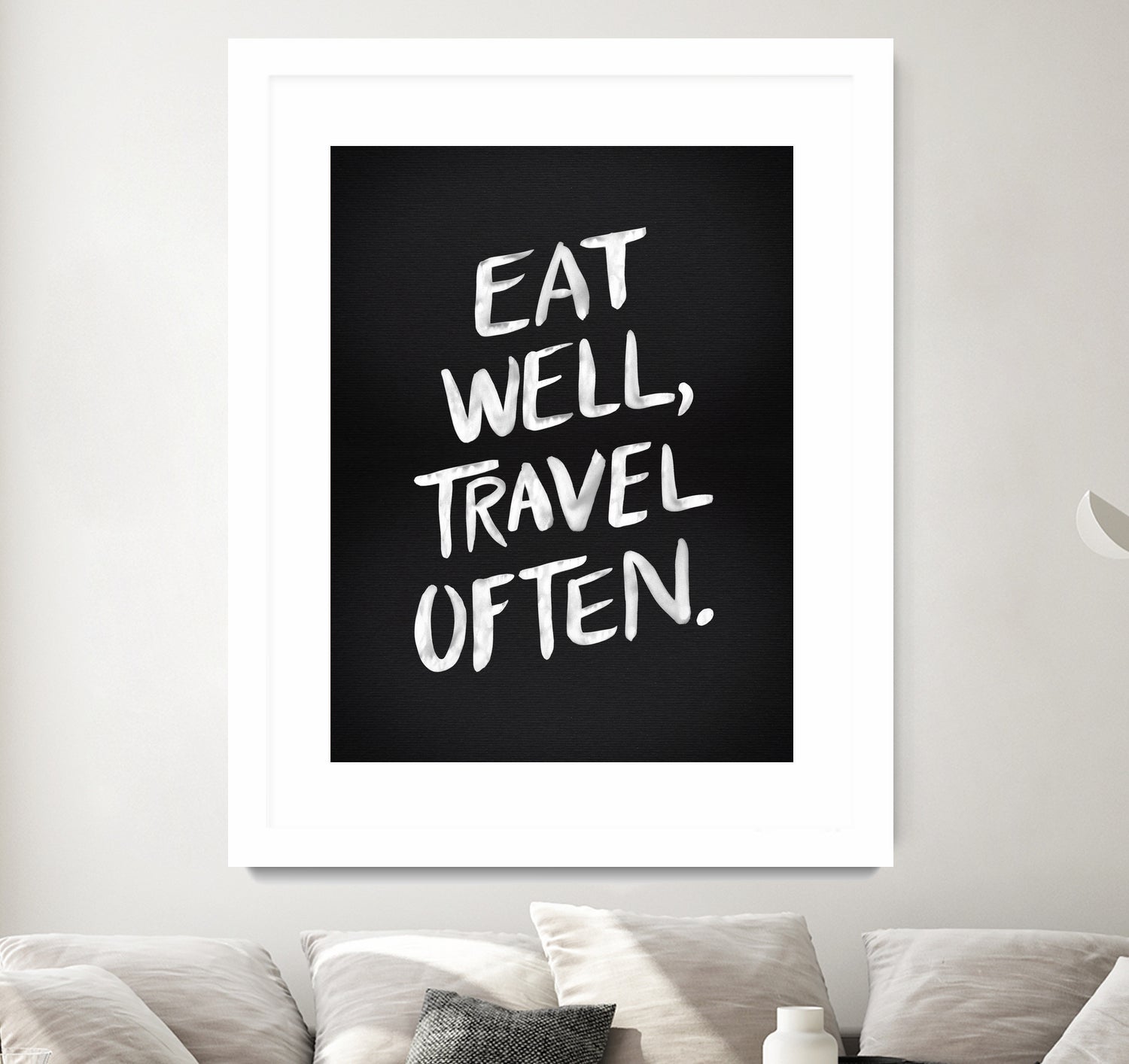 Eat Well, Travel Often (Black) by Cat Coquillette on GIANT ART - black typography