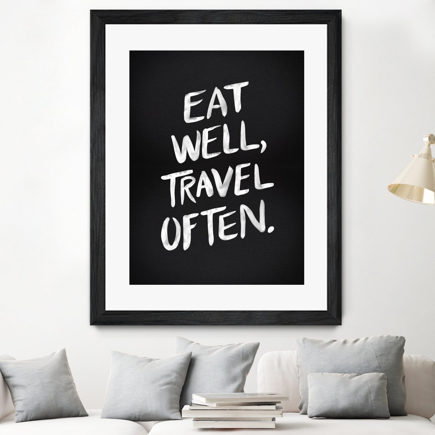 Eat Well, Travel Often (Black) by Cat Coquillette on GIANT ART - black typography