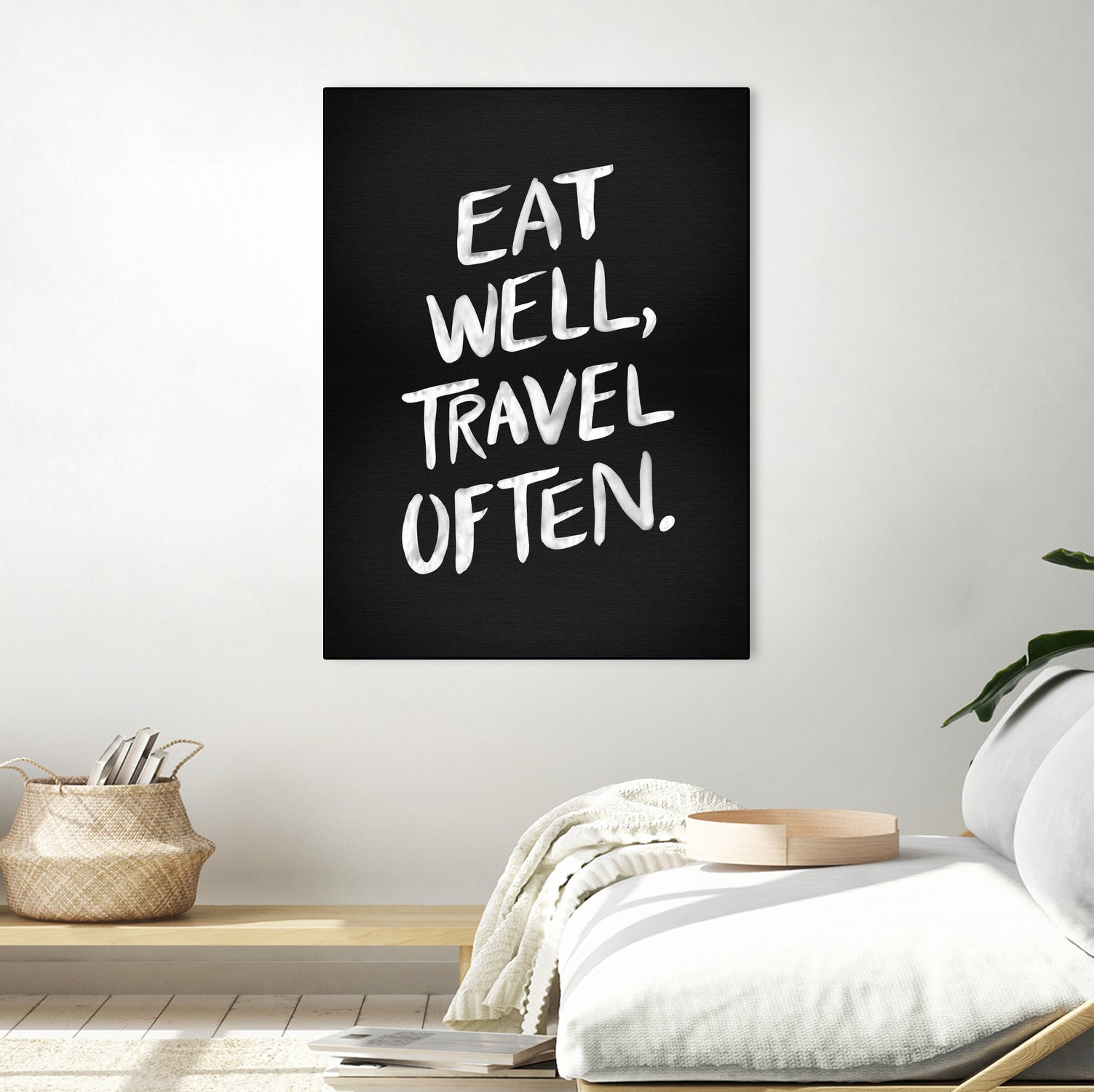 Eat Well, Travel Often (Black) by Cat Coquillette on GIANT ART - black typography