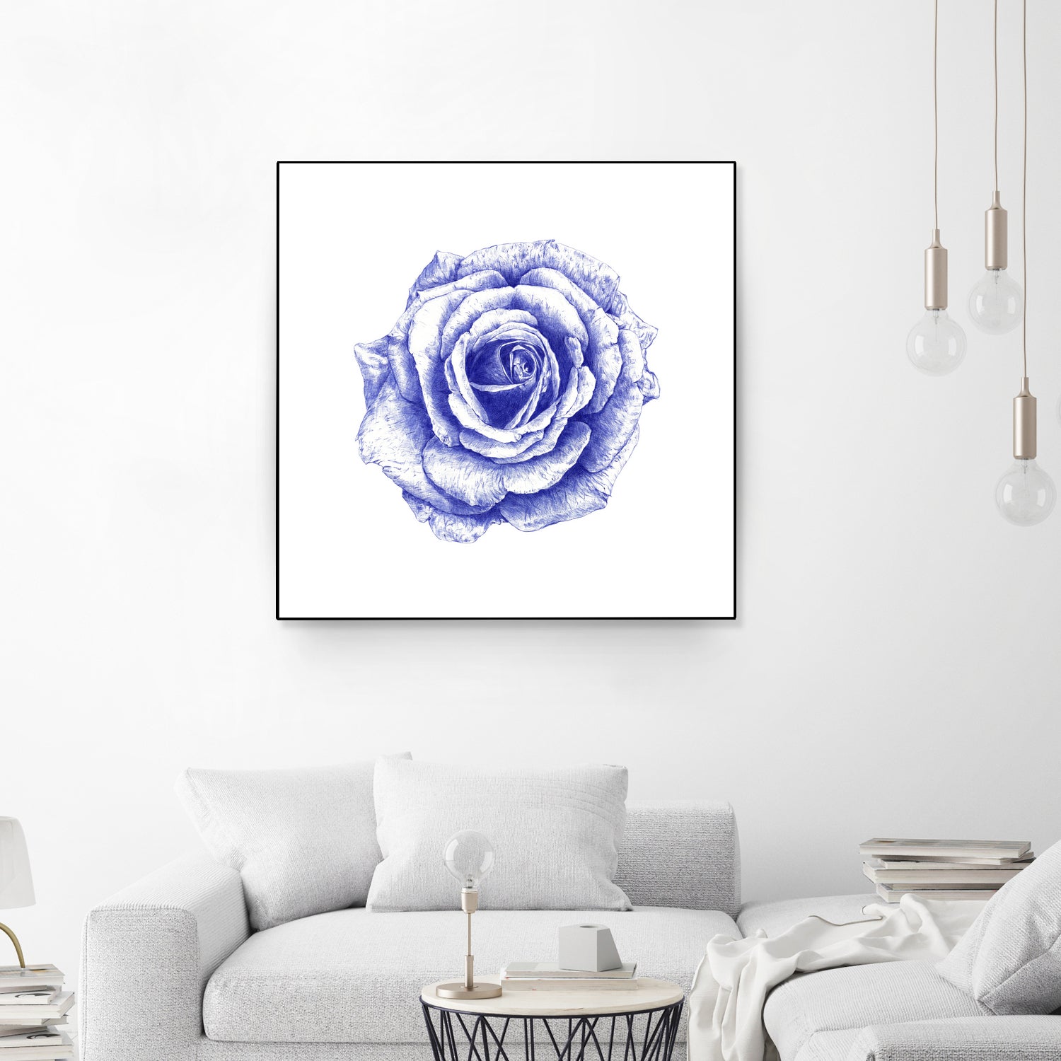 Ballpoint Blue Rose by Ronny Petrus Johannes Kools on GIANT ART - blue mixed media