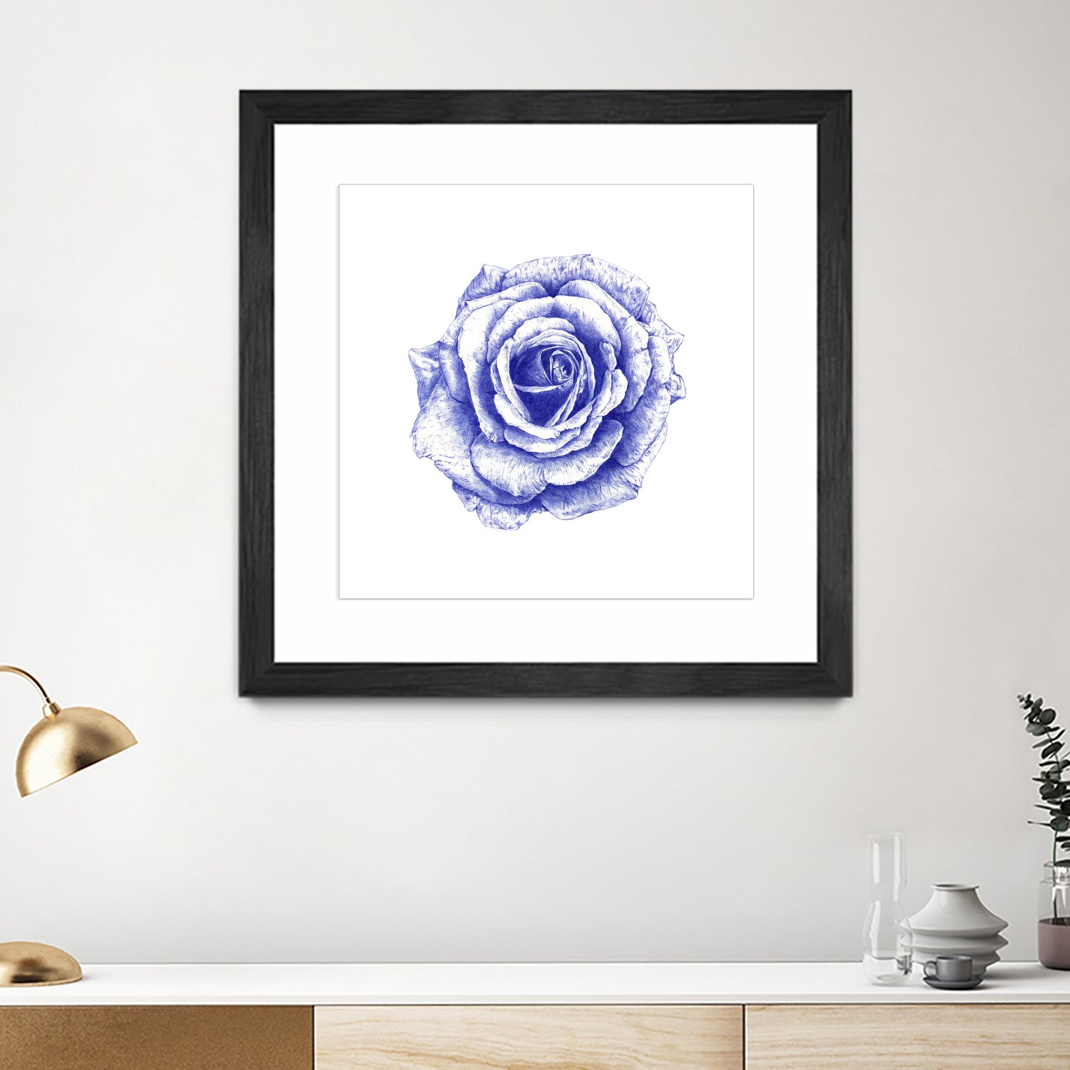 Ballpoint Blue Rose by Ronny Petrus Johannes Kools on GIANT ART - blue mixed media