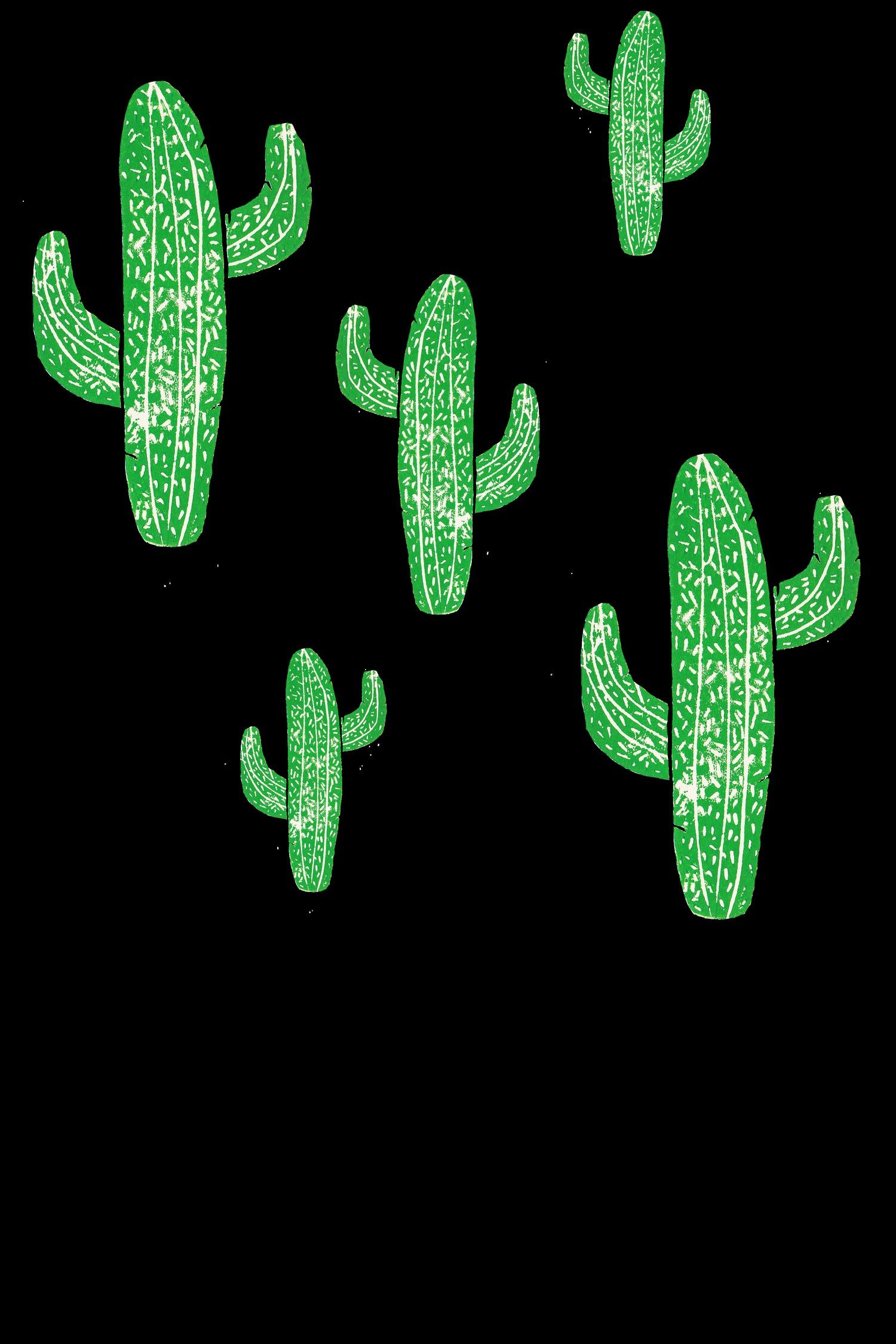 Linocut Cacti Green by Bianca Green on GIANT ART - green mixed media