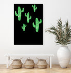 Linocut Cacti Green by Bianca Green on GIANT ART - green mixed media