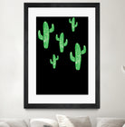 Linocut Cacti Green by Bianca Green on GIANT ART - green mixed media