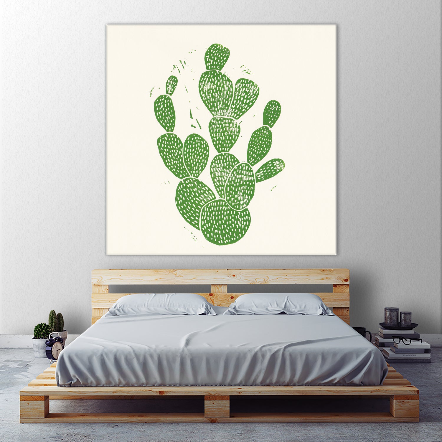 Linocut Cacti by Bianca Green on GIANT ART - green mixed media