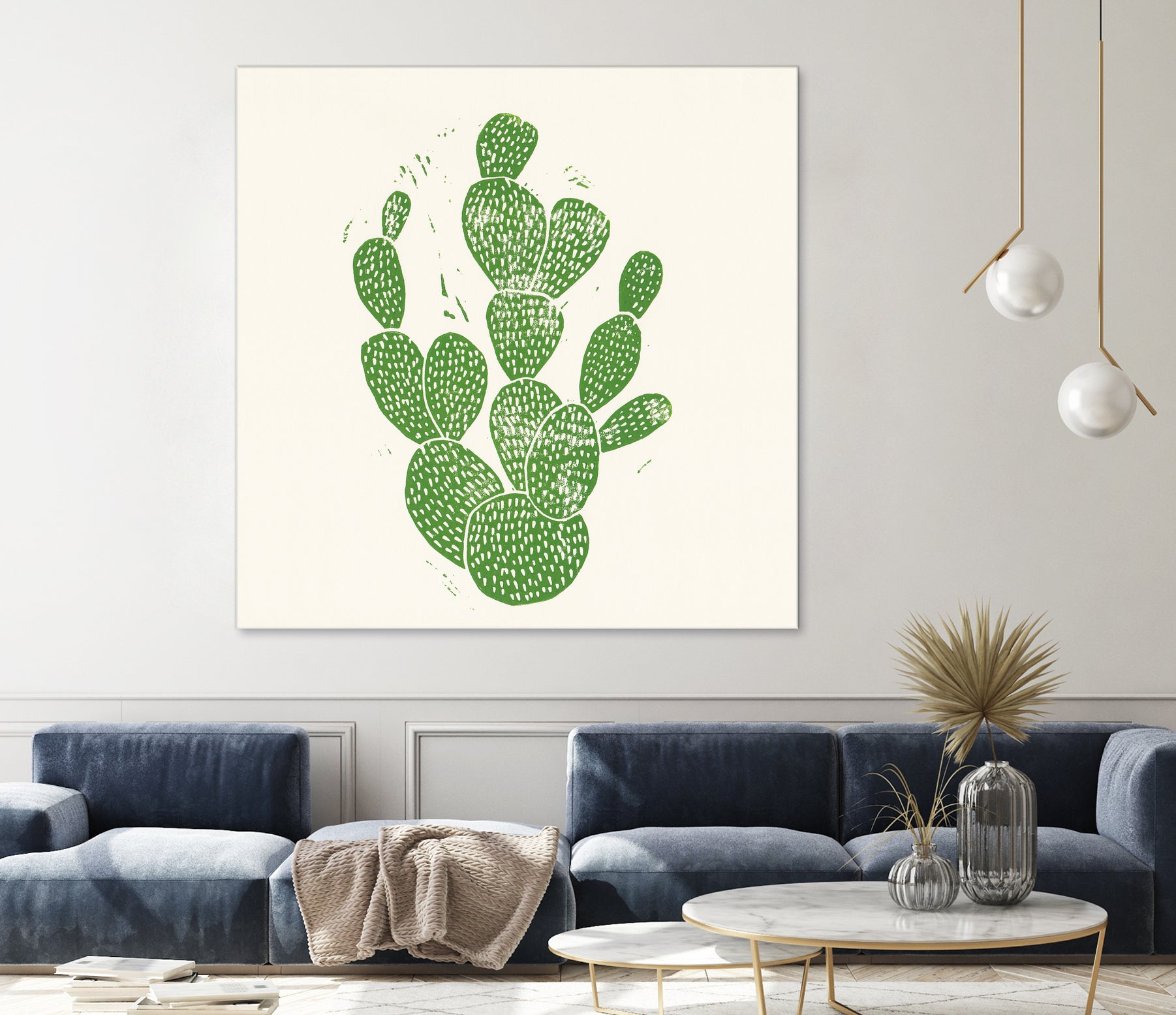 Linocut Cacti by Bianca Green on GIANT ART - green mixed media