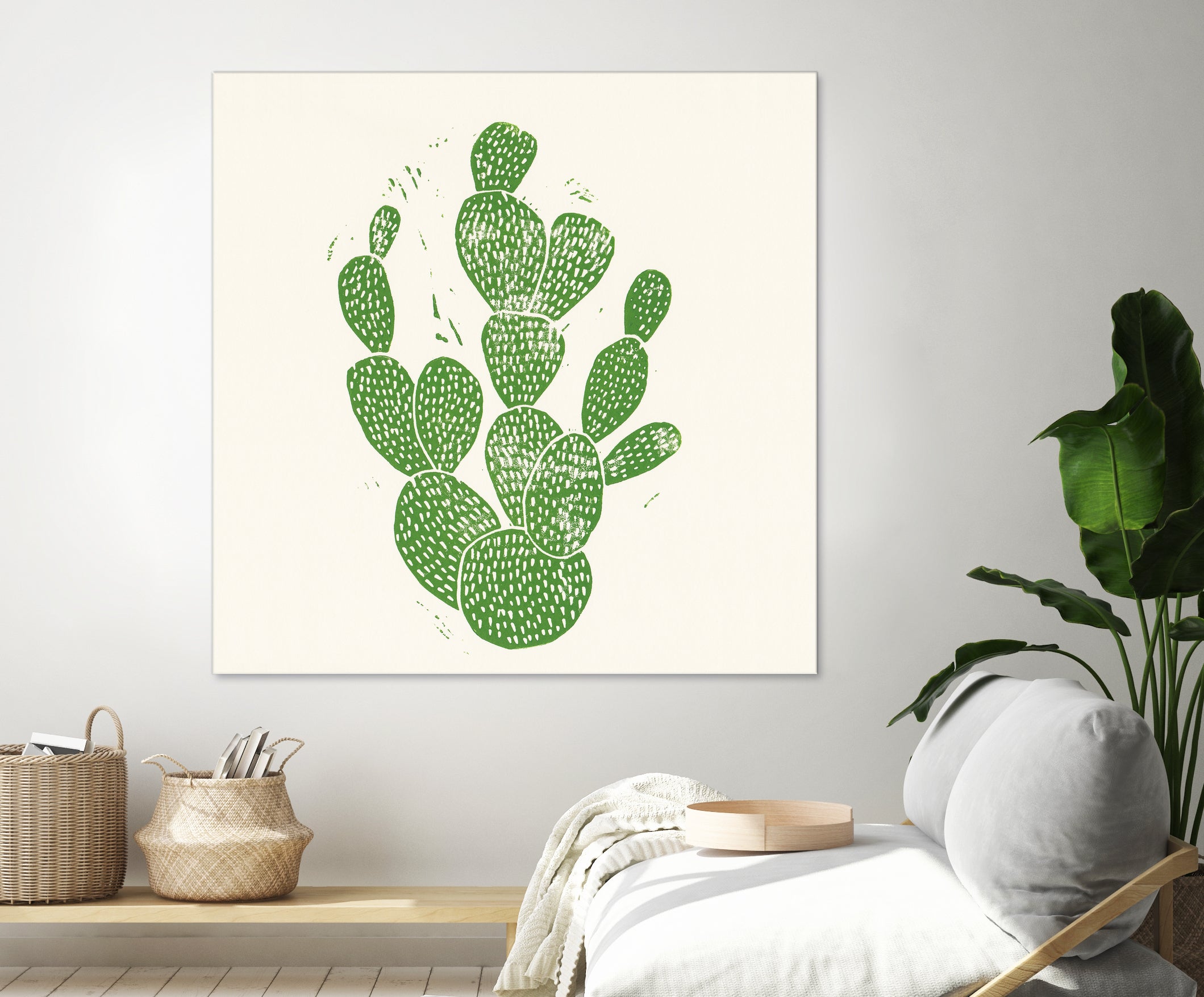 Linocut Cacti by Bianca Green on GIANT ART - green mixed media